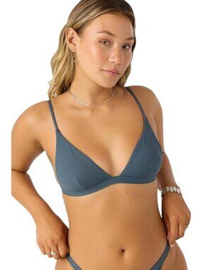 NWT O'NEILL Women's Seaside Triangle Bikini Top - Slate Blue - Size Small